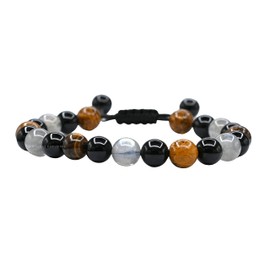 Mood Bracelets for Kids Women Men Manifestation - Labradorite Mariyam Jasper Black Tourmaline Bracelet Set for Men Women Healing Calming Anxiety Stress Relief Gifts (Adjustable)