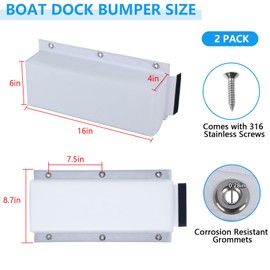 BALAVA Dock Bumpers 2 Pack Total 32Inch,Boat Dock Bumper,Dock Bumper Guards Dock Bumper,Dock Bumpers Marine,Dock Post Bumpers Boat Bumpers for Docking Piling,Screws Included (White)