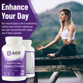 AOR AOR Inositol Caps 500mg, 180 Capsules 6 Months Supply - Myo-Inositol Supplement for Mental Well-Being - Vegan, Non-GMO & Gluten-Free - Promote Healthy Brain Function - Support Women's Hormonal Balance
