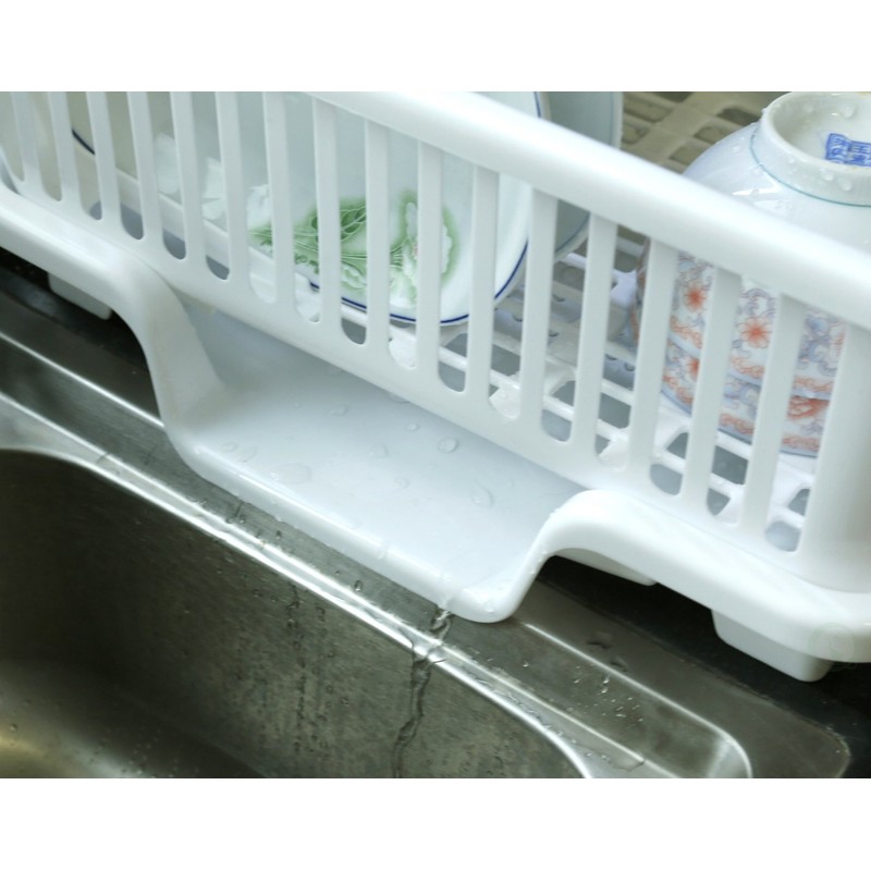 Heavy Duty 2-Piece Plastic Dish Drying Rack Set in White
