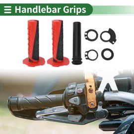 X AUTOHAUX 7/8" 22mm 15/16" 24mm Motorcycle Hand Grips Cover Kit Rubber Handlebar Grip Red 1 Set Spacer Grid Pattern