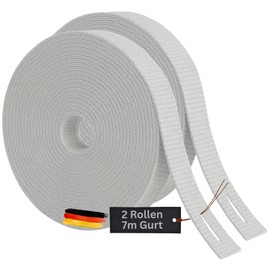Rollwin Set of 2 roller shutter straps, 7.5 m, 23 mm, reliable hold and abrasion resistance, robust tear-resistant material, UV-stable and yellowing-resistant for heavier roller shutters