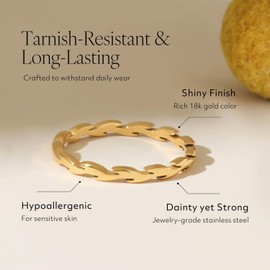 BENIQUE Chunky Rings, Gold Signet Ring for Women Men, Dome Ring, Croissant Ring, Statement Ring, 18k Gold Plated Stainless Steel Ring, Premium Quality Comfortable Fit, Non-Precious Metal, No Gemstone