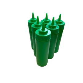bark and lindy Green BPA Free Squeeze Bottle Food Prep 12 oz for Hot Sauces Condiments Dressings (6)
