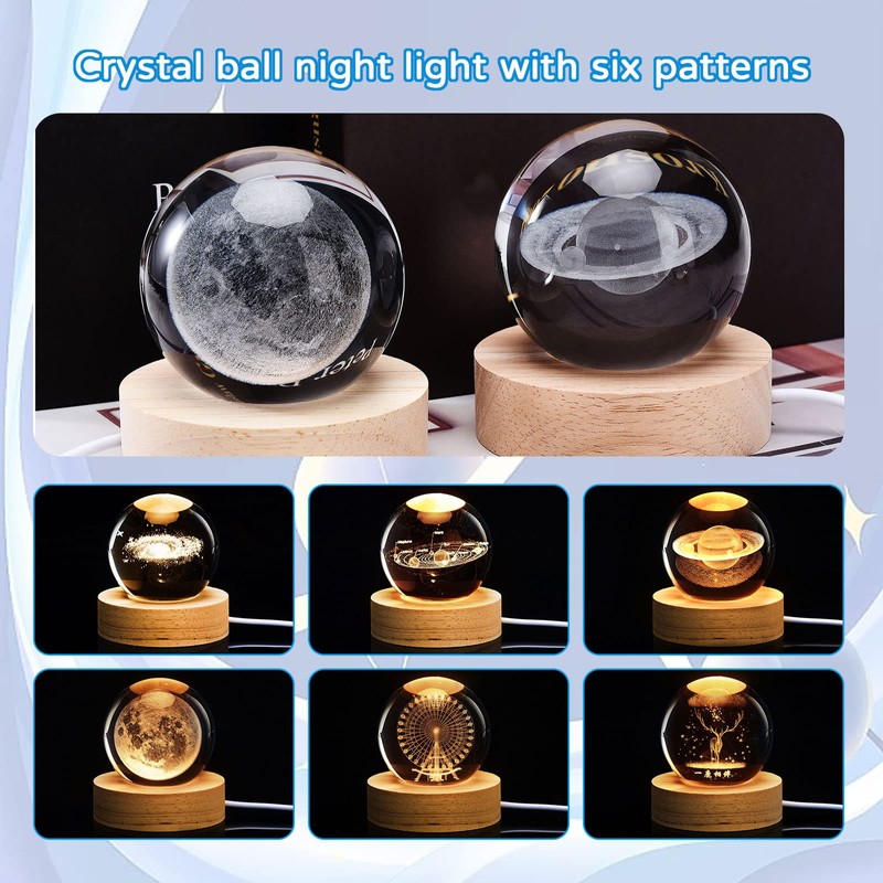 3D Crystal Ball Nightlight Decolamp Solar System Model Decor Science