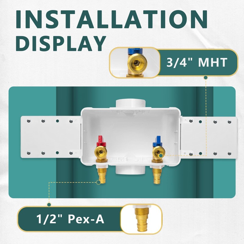 Washing Machine Outlet Box, Niikappu 1/2 Inch Pex-A Inlet x