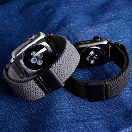 WOCCI 20mm Braided Nylon Watch Bands for Men and Women, 2 Packs Replacement Straps (Black+Grey)