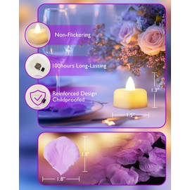 Homemory Rose Petals and Candles Set for Romantic Decorations Special Night, 2000 Pcs Purple Rose Petals with 24 Pcs LED Heart Candles Lights for Proposal, Anniversary, Birthday, Wedding Decor