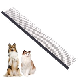 8.5 Inch Upgrade Black Professional Cat Comb,Dual-Tooth Pet Grooming Comb Anti-Static Smooth Rounded Corners Prevent Friction Breakage and Irritation,Removing Tangles,Knots,Undercoat and Excess Hair