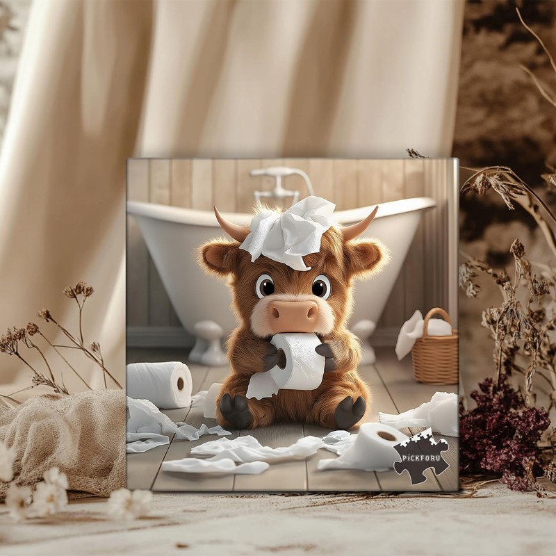 Highland Cow Puzzles for Adults 1000 Pieces,Cute Cow Jigsaw Puzzle,
