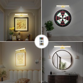 KANESIKI Battery Operated Picture Light, Cordless Painting Light with Remote and Timer, Rechargeable Art Lighting, Dimmable Display Lamp for Wall Artwork Portrait Dartboard Gallery Photo