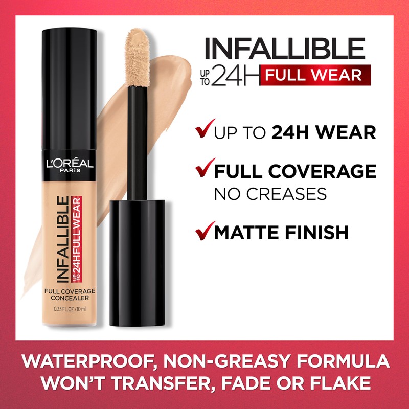 L'Oreal Paris Makeup Infallible Full Wear Waterproof Matte Concealer, Full