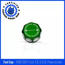 Sinister Diesel Fuel Cap for 1999-2007 Ford 7.3L & 6.0L Powerstroke (Green)
