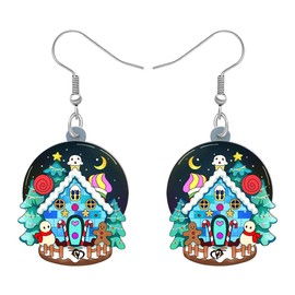 BAMAY Acrylic Christmas Snow Globes Earrings Crystal Ball Dangle Novelty Jewelry Charms Gifts for Women (Black)