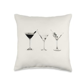 Vintage Olive Martini Espresso Martini Summer Cocktail Throw Pillow