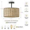 Giutna 13"Rattan Ceiling Light Fixture Flush Mount, 2-Light Boho Rattan
