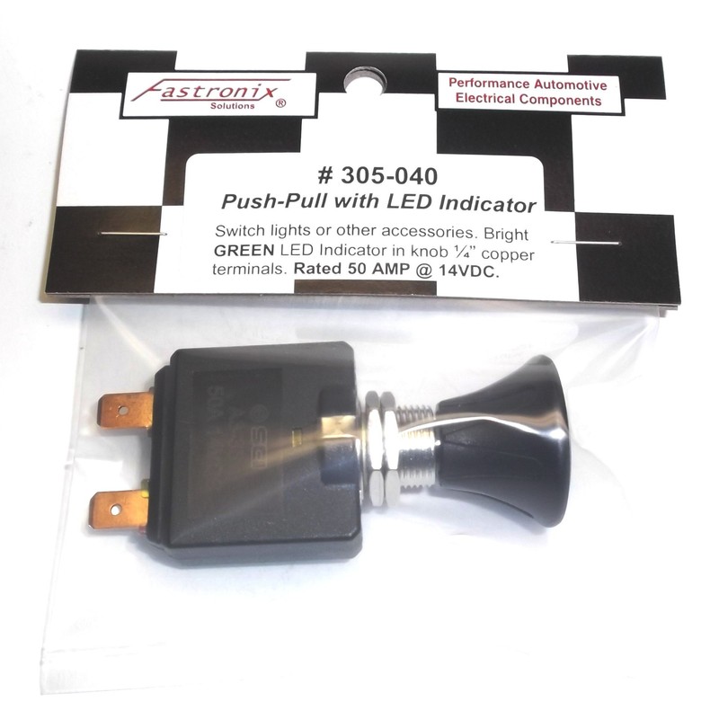 Fastronix 50A Push/Pull Switch with Green LED Indicator