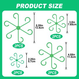 SmallCat 8PCS Climbing Plant Stem Support, 4 Sizes Plastic Houseplant Stem Holders, Reusable Flower Trellis Stem Stakes for Garden, Plant Growth Care Accessories Indoor, Outdoor - Green