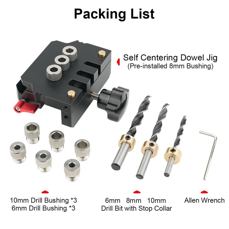 TOOLCOOL Self Centering Dowel Jig Kit Woodworking Doweling Jig Creates