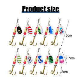 RTRTGS Pack of 10 Fishing Lures Blinker / Spinner / Wobbler Set, Trout Bait, Blinker Fishing, Fishing Set with Carry Bag for Pike, Zander, Perch and Trout Fishing Accessories