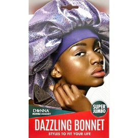 DONNA Dazzling Bonnet Sleep CAPS for Women Black Gold Super Jumbo