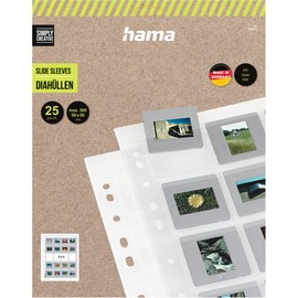 Hama 25 Slide Sleeves for Framed Slides (slide archiving in 5x5cm format, up to 500 slides),Transparent