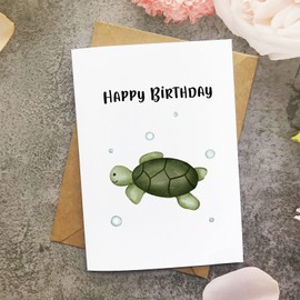 MAGJUCHE Turtle Birthday Card, Sea Animal Birthday Card For Man Woman, Boy Or Girl
