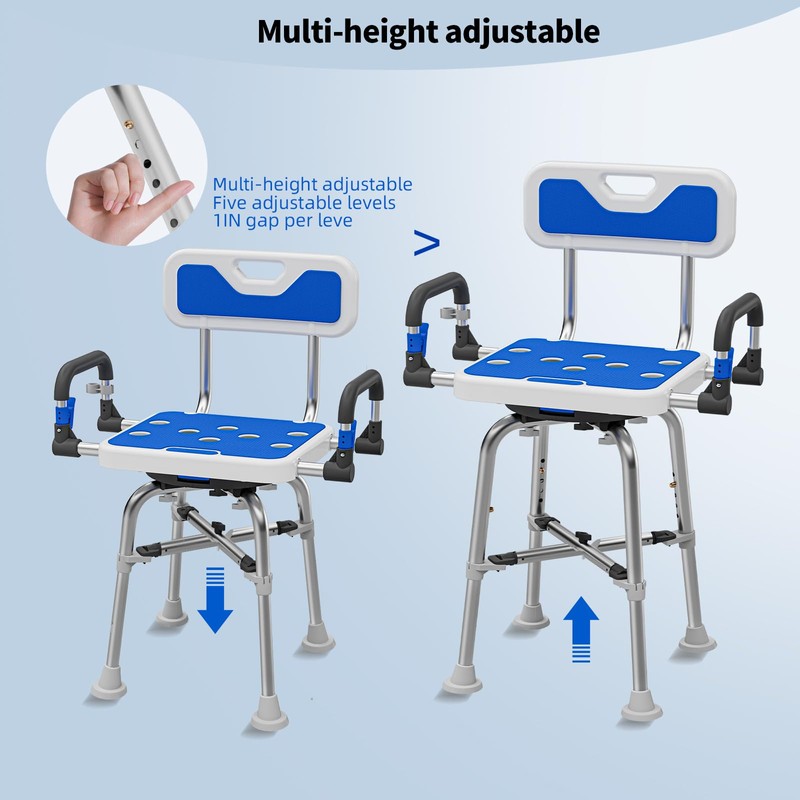 Swive Shower Chair with Arms and Back Heavy Duty 500