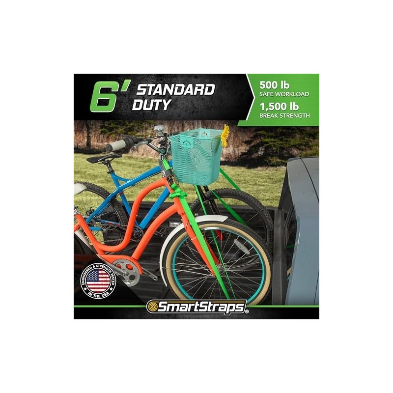 Smartstraps Ratchet Straps - 6Ft Grn Padded Ratchet 2Pk 1,500Lb