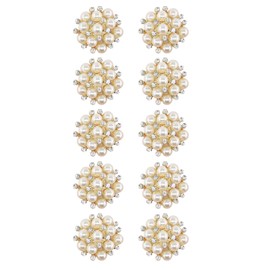 Jerler 10 Pcs Pearl Rhinestone Buttons Crystal Embellishments Sew on Clothing Buttons