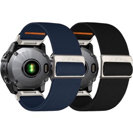 chinbersky 26 mm Nylon Bracelet for Garmin Fenix 6x/5x/7x Bracelet, Fabric Adjustable Stretchy Replacement Strap for Garmin Fenix 5X Plus, Fenix 6X Pro, Fenix3, Fenix3 HR, Descent MK1/Mk2/Mk2S,