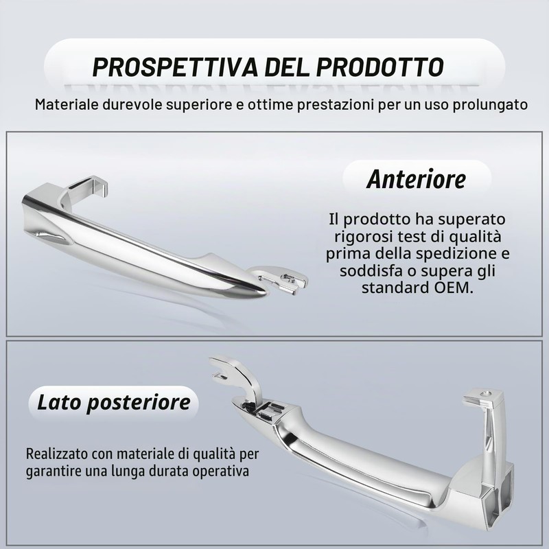 Gaogsiy Maniglie Cromate Anteriori per Lancia Ypsilon 2003-2011