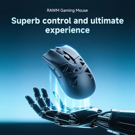 RAWM Wireless Lightweight Gaming Mouse, PAW3311 Optical Sensor, 600mAh Rechargable Battery, 7 Programmable Buttons, Hollowed Design Gaming Mice for PC/Laptop/Mac (Black, 1k)