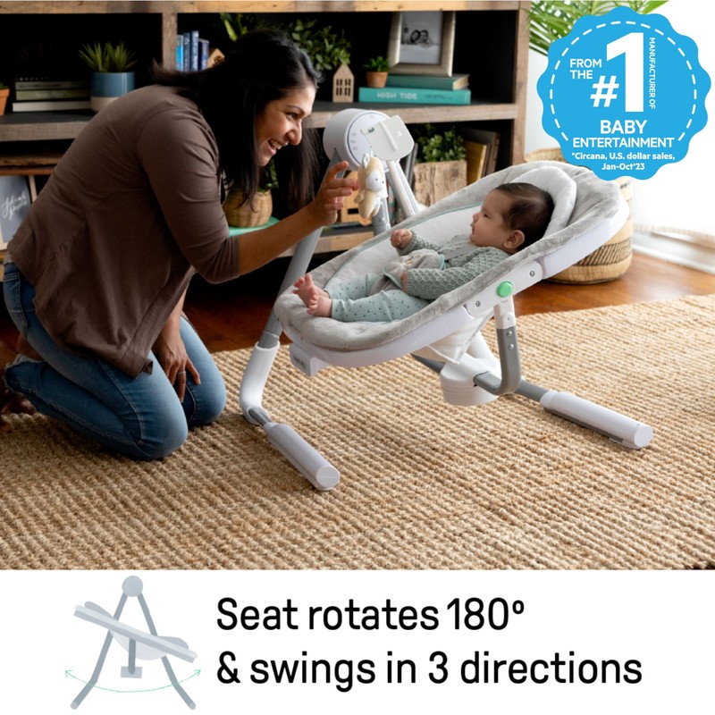 Ingenuity Anyway Sway 5-Speed Multi-Direction Portable Foldable Baby Swing &