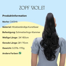 CAISHA by PRETTYSHOP 60 cm Ponytail Hair Extension, Voluminous, Lightly Wavy, Dark Brown, H513