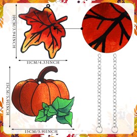 Retisee 2 Packs Maple Leaves Suncatcher Decoration Fall Pumpkin Suncatcher Decoration Thanksgiving Suncatcher Window Hangings for Windows Home Garden, Fall Harvest Decor, Thanksgiving Decoration