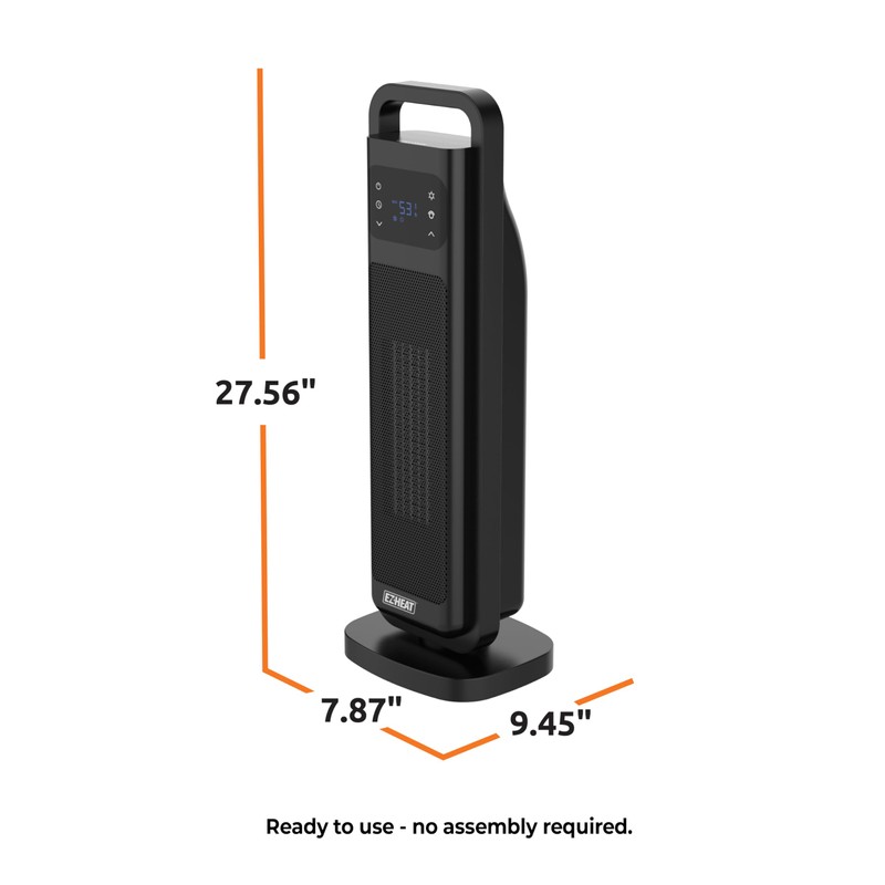 EZ-HEAT 26 inch Oscillating Digital Tower Heater with Remote Control