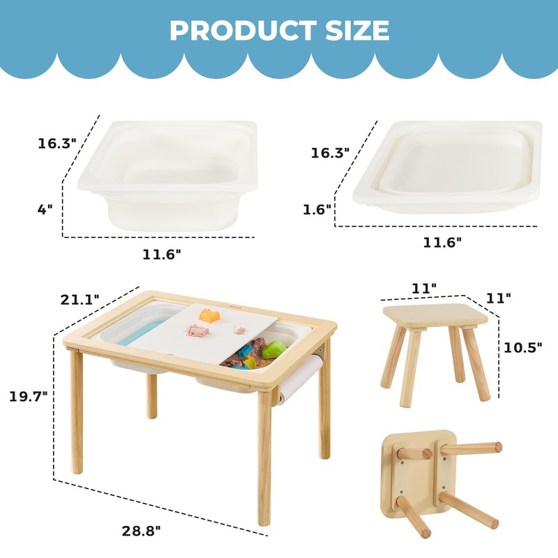 Bateso Sensory Table for Toddlers 1-3 with 2 Chairs &