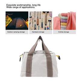 Wide Mouth Tool Bag Heavy Duty Waterproof Canvas Handbag with Large Capacity for Electrician, Plumbing, Woodworking (14in)