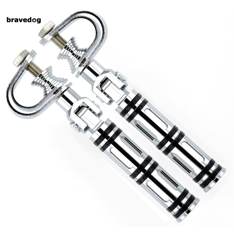 Bravedog Motorcycle Highway Foot Pegs Rest Black 25-32mm Engine Guard