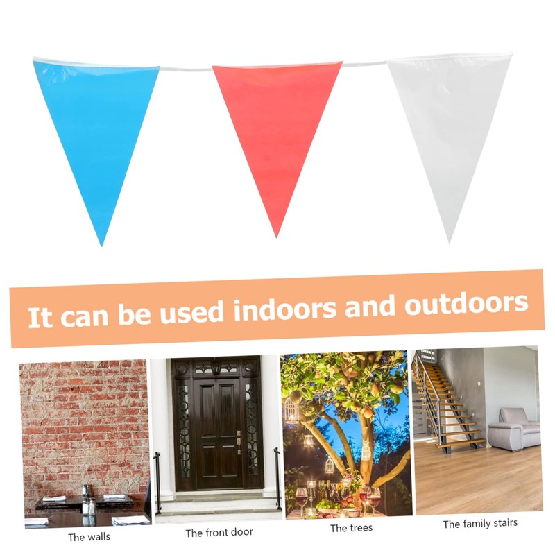 jojofuny July Patriotic Bunting Banner Red Triangular Flags for Independence