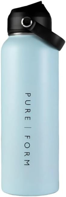 Pure Form Botella Térmica 1.2 lt - Termo de Acero Inoxidable  Incluye Popote Extraíble y limpiador (Lila)
