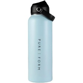 Pure Form Botella Térmica 1.2 lt - Termo de Acero Inoxidable  Incluye Popote Extraíble y limpiador (Lila)