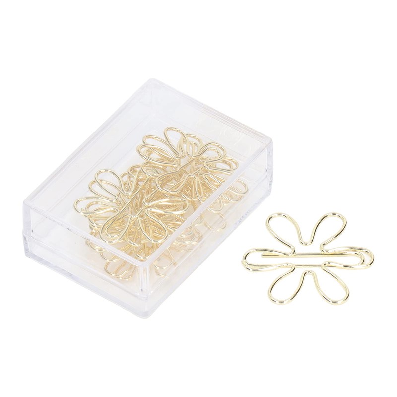 Yosoo 100Pcs Gold Metal Paper Clips, Cute Flower Shape, Anti