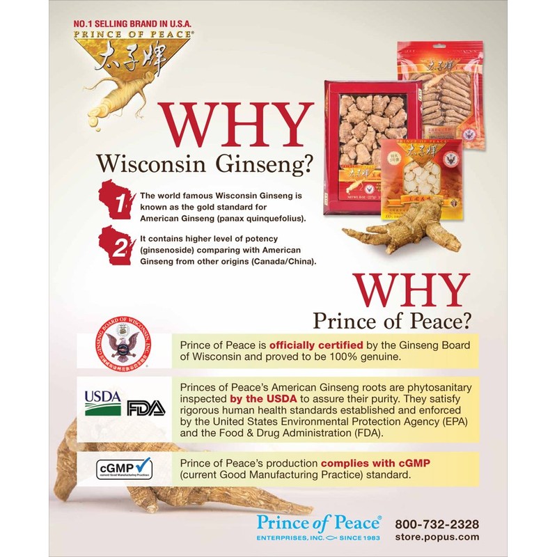 Prince of Peace® Wisconsin American Ginseng 5 Year Root Jumbo