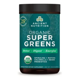 Superalimento Orgánico Ancient Nutrition SuperGreens con Probióticos y Enzimas en Polvo, 200 g                                                        