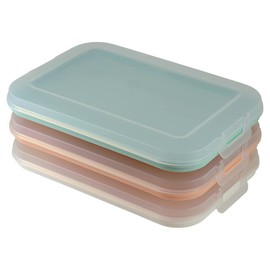 Set of 3 Cold Meat Tins with Integrated Serving Plate, Food Storage Box, Food Container, Cold Cuts Box, Stackable, BPA-Free, Kitchen Supplies, Plastic, Colourful