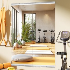 WINNICE Home Gym Mirror, 55'' x 21'' x 2PCS, Large Full Body Mirror for Yoga, Frameless Tempered Glass, Wall Mounted for Home Gym, Garage, Bedroom, Bathroom