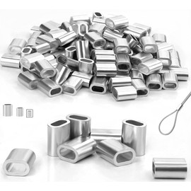 Aluminium Press Clamps, Aluminium Wire Rope Clamp, 2 mm, Aluminium Sleeve, Oval Choke Clamps, Pack of 120 Seals, Crimp Sleeves, Metal Sleeves for Ropes, Wire, Rope Connectors, Steel Cable, Wire Rope