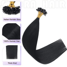Sindra Keratin Hair Extensions Human Hair 50 Strands 40g 14inch Black Pre Bonded Hair Extensions U Tip Real human hair Keratin Fusion Hair Extensions 50 Strands #1 14inch